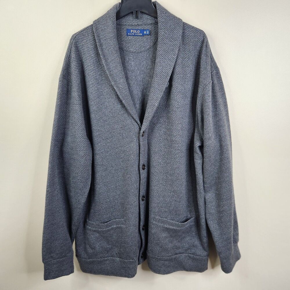 Polo Ralph Lauren Mens Full Button Shawl Collar Dual Pocket Cardigan Sweater XLT